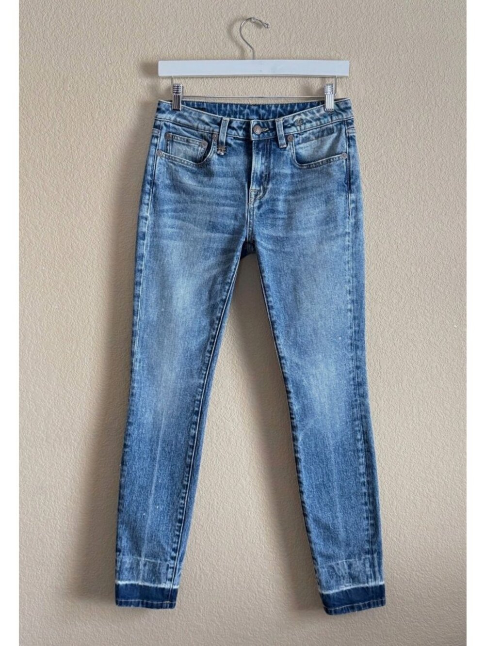 R13 Alison Skinny Jeans Carlton Wash W Led Down Hem Made in Italy